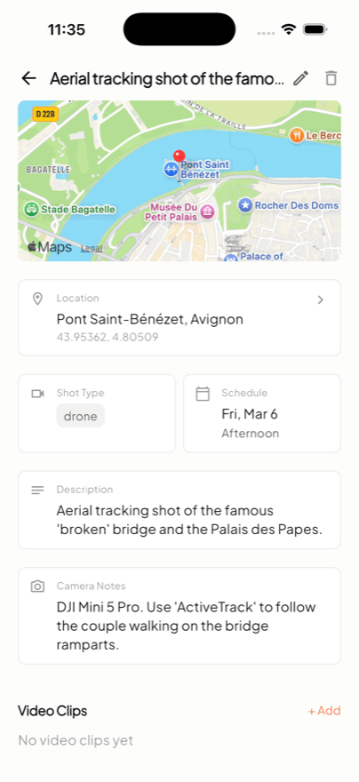 ClapList shot detail screen